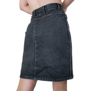 Vintage 80s J Jordan Black Denim Western Pencil Skirt